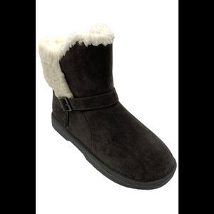 Gaahuu Womens Faux Suede Ankle Boots Charcoal - Medium